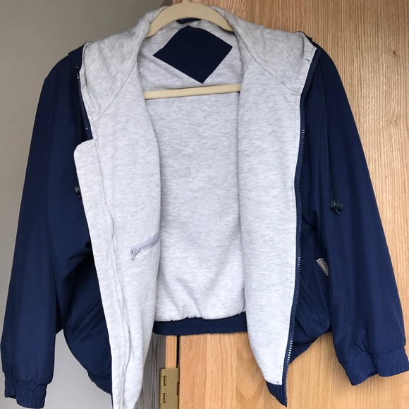 Jackets & Coats Dark Blue And Gray Jacket With Hoodie Poshmark
